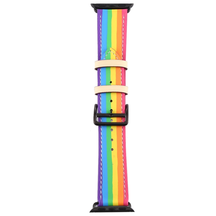 Cinturino in pelle arcobaleno per Apple Watch compatibile
