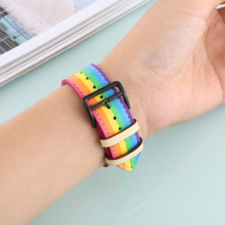 Cinturino in pelle arcobaleno per Apple Watch compatibile