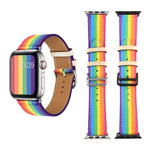 Cinturino in pelle arcobaleno per Apple Watch compatibile
