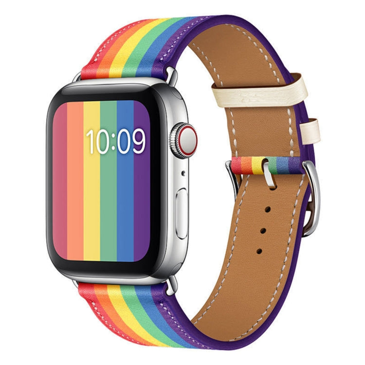 Cinturino in pelle arcobaleno per Apple Watch compatibile