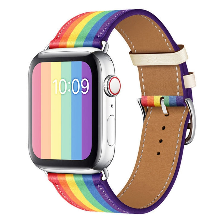 Cinturino in pelle arcobaleno per Apple Watch compatibile