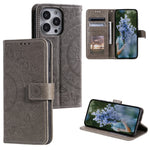 Custodia in pelle goffrata con slot carte per iPhone 16