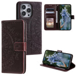 Custodia in pelle goffrata con slot carte per iPhone 16