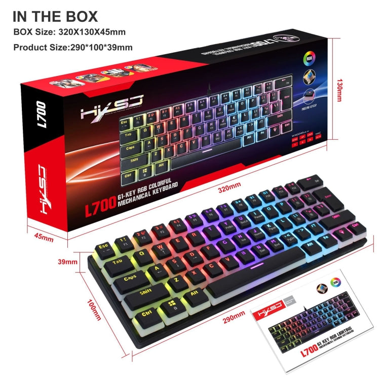 HXSJ L700 Tastiera meccanica RGB cablata 61 tasti