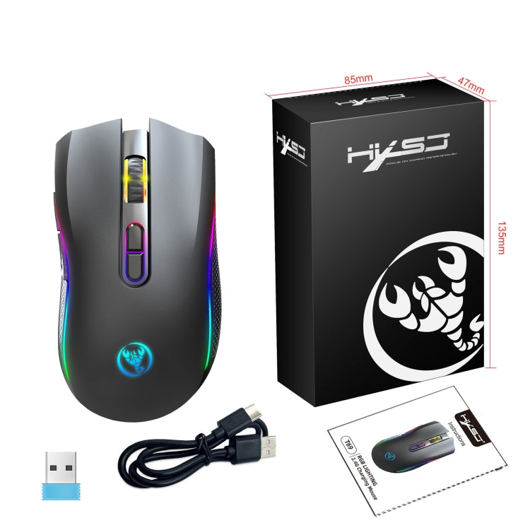 Mouse wireless HXSJ T69 4800 DPI RGB 2,4 GHz