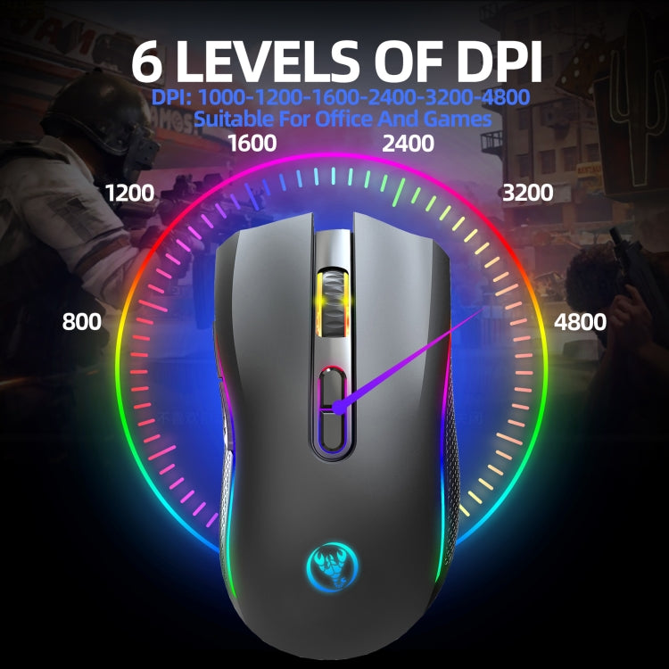 Mouse wireless HXSJ T69 4800 DPI RGB 2,4 GHz