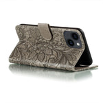 Custodia per cellulare in pelle con motivo floreale in pizzo, For iPhone 15