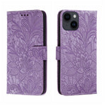 Custodia per cellulare in pelle con motivo floreale in pizzo, For iPhone 15