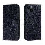 Custodia per cellulare in pelle con motivo floreale in pizzo, For iPhone 15