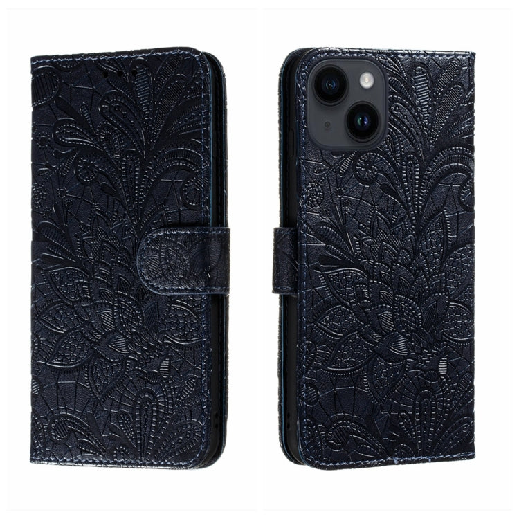 Custodia per cellulare in pelle con motivo floreale in pizzo, For iPhone 15