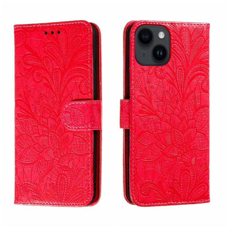 Custodia per cellulare in pelle con motivo floreale in pizzo, For iPhone 15