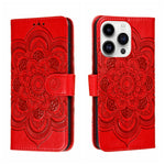 Custodia per telefono in pelle con stampa Sun Mandala, For iPhone 15 Pro, For iPhone 15 Plus, For iPhone 15
