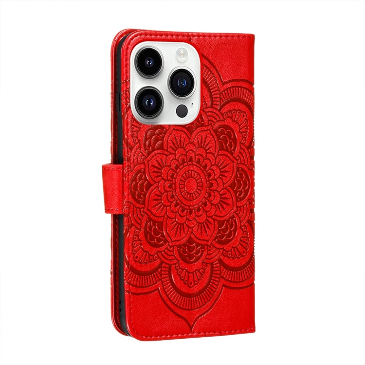 Custodia per telefono in pelle con stampa Sun Mandala, For iPhone 15 Pro, For iPhone 15 Plus, For iPhone 15