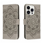 Custodia per telefono in pelle con stampa Sun Mandala, For iPhone 15 Pro, For iPhone 15 Plus, For iPhone 15