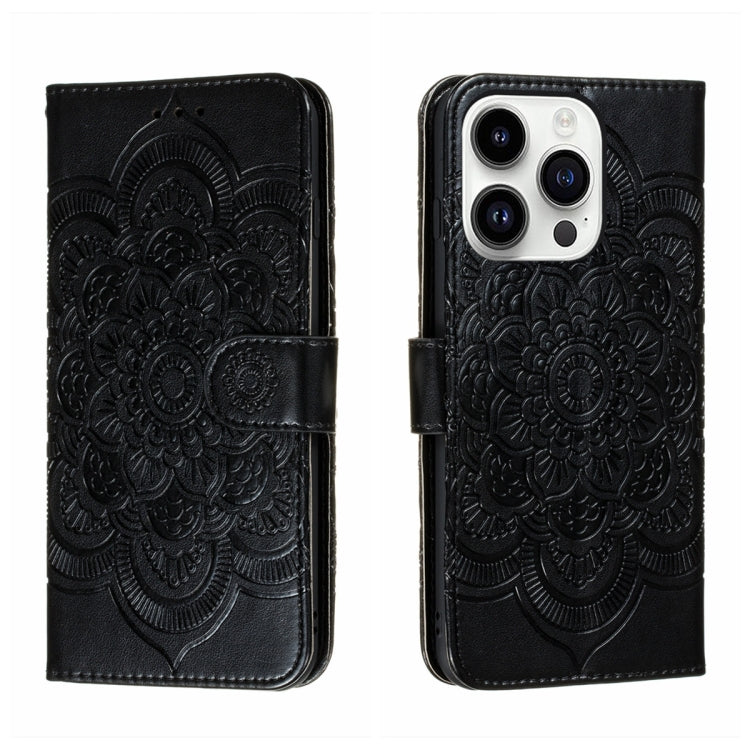 Custodia per telefono in pelle con stampa Sun Mandala, For iPhone 15 Pro, For iPhone 15 Plus, For iPhone 15