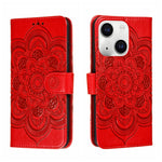 Custodia per telefono in pelle con stampa Sun Mandala, For iPhone 15 Pro, For iPhone 15 Plus, For iPhone 15