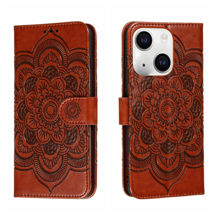 Custodia per telefono in pelle con stampa Sun Mandala, For iPhone 15 Pro, For iPhone 15 Plus, For iPhone 15