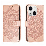 Custodia per telefono in pelle con stampa Sun Mandala, For iPhone 15 Pro, For iPhone 15 Plus, For iPhone 15