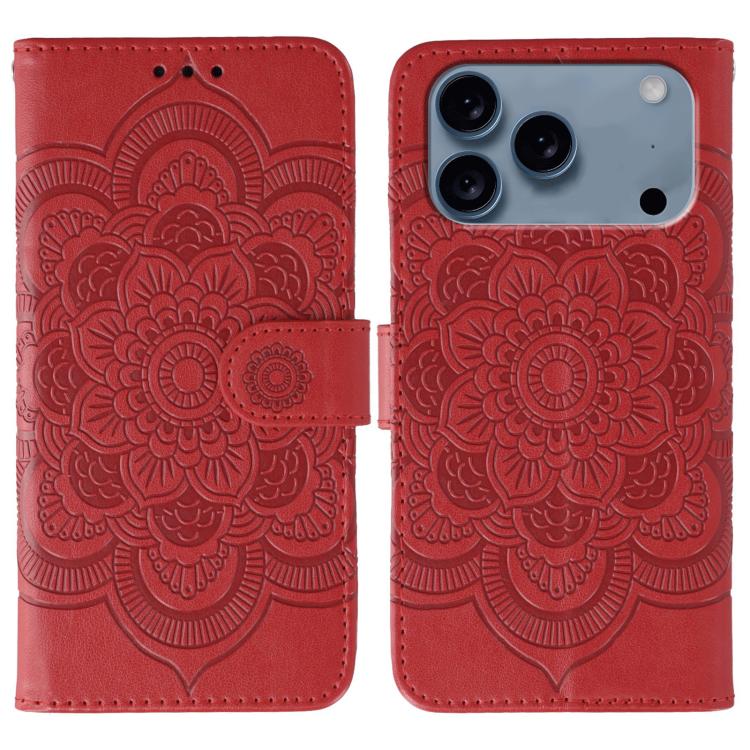 Custodia per telefono in pelle con stampa Sun Mandala, For iPhone 16e / 17e, For iPhone 17 Pro Max, For iPhone 17 Pro