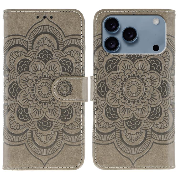 Custodia per telefono in pelle con stampa Sun Mandala, For iPhone 16e / 17e, For iPhone 17 Pro Max, For iPhone 17 Pro