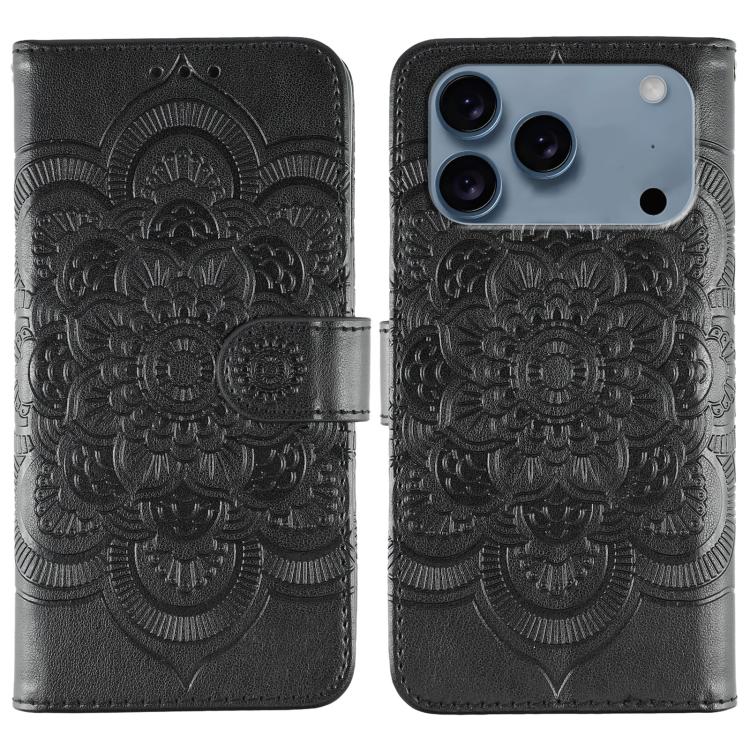 Custodia per telefono in pelle con stampa Sun Mandala, For iPhone 16e / 17e, For iPhone 17 Pro Max, For iPhone 17 Pro