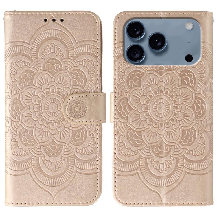 Custodia per telefono in pelle con stampa Sun Mandala, For iPhone 16e / 17e, For iPhone 17 Pro Max, For iPhone 17 Pro