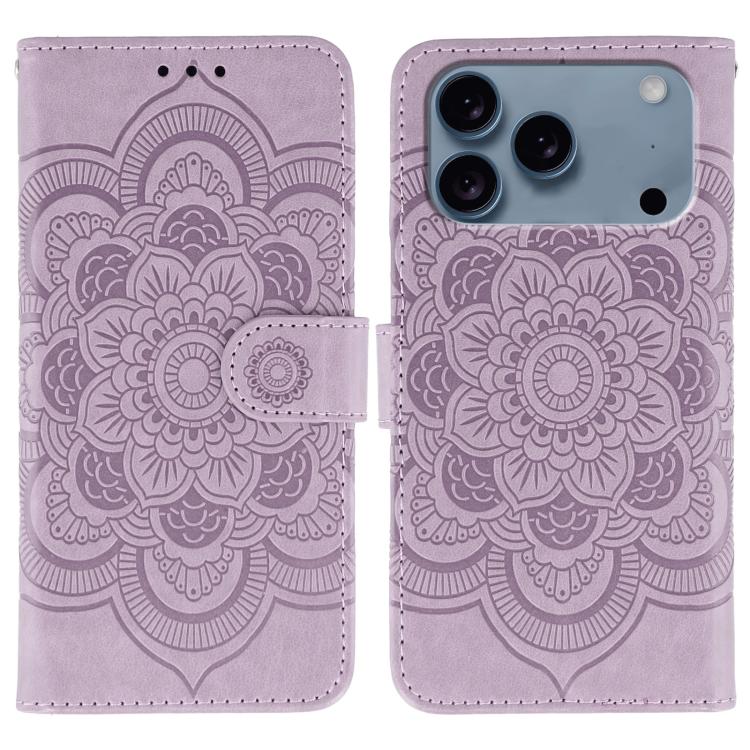 Custodia per telefono in pelle con stampa Sun Mandala, For iPhone 16e / 17e, For iPhone 17 Pro Max, For iPhone 17 Pro