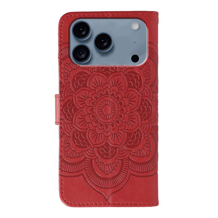 Custodia per telefono in pelle con stampa Sun Mandala, For iPhone 16e / 17e, For iPhone 17 Pro Max, For iPhone 17 Pro