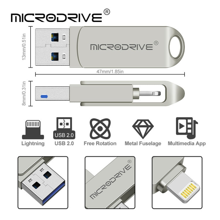 MicroDrive Disco Flash USB 2.0 + Lightning 8-512GB