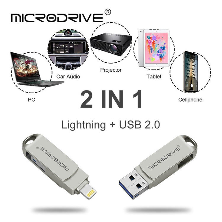 MicroDrive Disco Flash USB 2.0 + Lightning 8-512GB