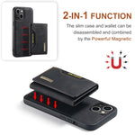 Custodia per telefono in pelle con portafoglio a tre pieghe serie DG.MING M2, For iPhone 15