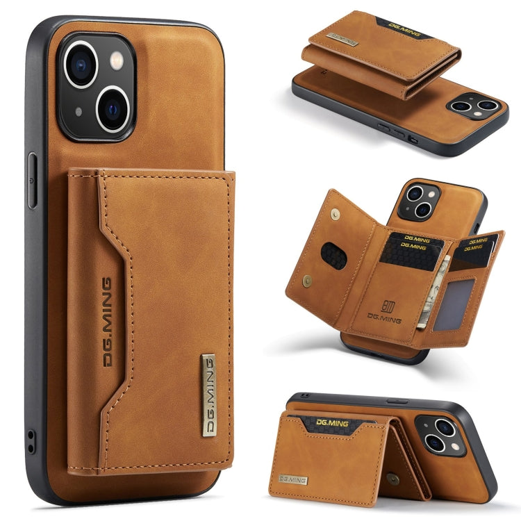 Custodia per telefono in pelle con portafoglio a tre pieghe serie DG.MING M2, For iPhone 15