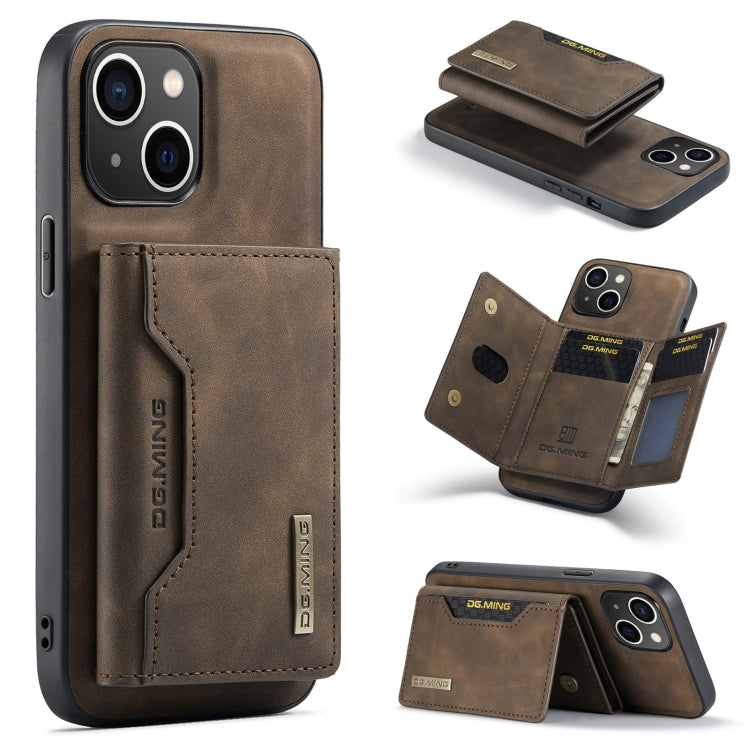 Custodia per telefono in pelle con portafoglio a tre pieghe serie DG.MING M2, For iPhone 15