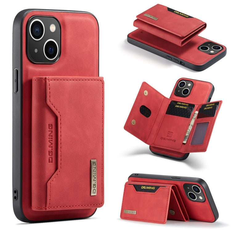 Custodia per telefono in pelle con portafoglio a tre pieghe serie DG.MING M2, For iPhone 15