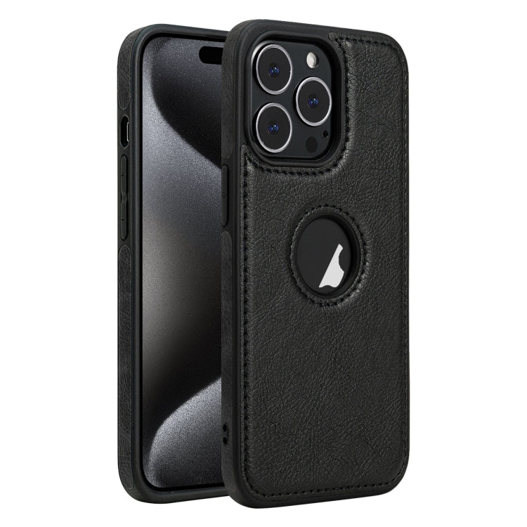 Custodia in pelle con cuciture per iPhone 15 Pro Max