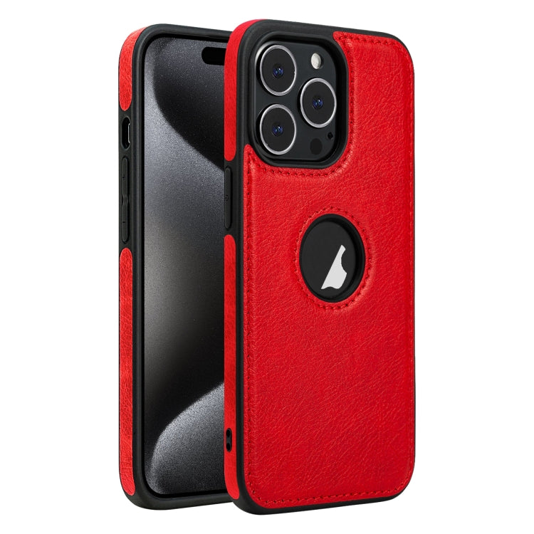 Custodia in pelle con cuciture per iPhone 15 Pro Max