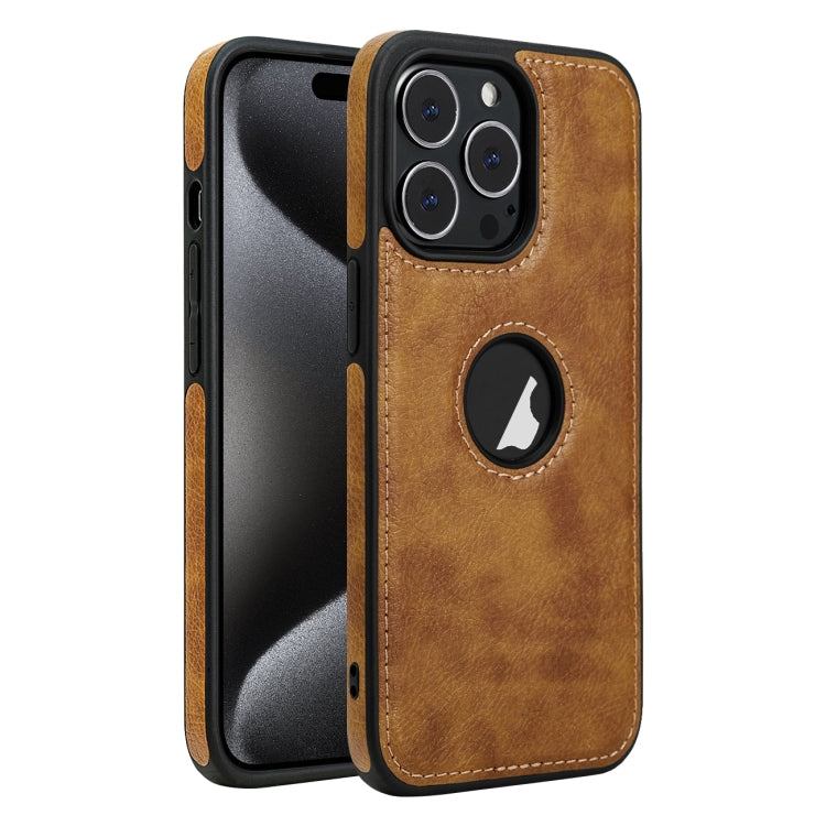 Custodia in pelle con cuciture per iPhone 15 Pro Max