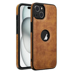 Custodia in pelle con cuciture per iPhone 15 Pro Max