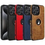 Custodia in pelle con cuciture per iPhone 15 Pro Max