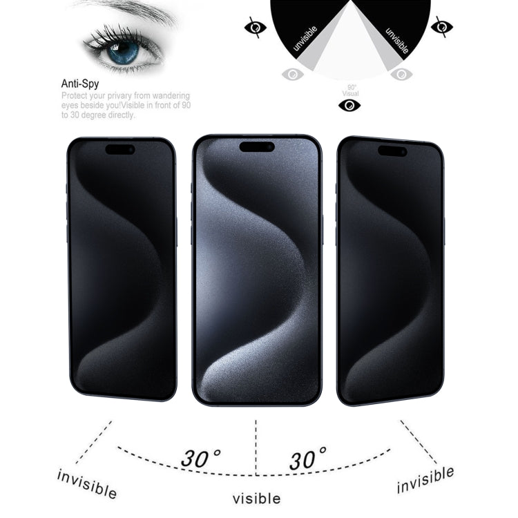 Pellicola vetro temperato anti-spia per iPhone 15 Pro Max