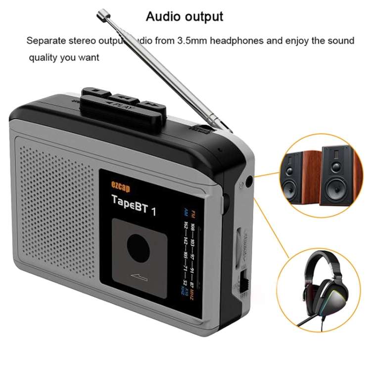 Ezcap 244 Tape BT 1 Lettore Bluetooth portatile Convertitore Walkman con radio FM / AM, Ezcap 244