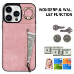 Custodia per telefono con slot per scheda RFID con anello retrò e cerniera, For iPhone 15 Pro Max, For iPhone 15 Pro, For iPhone 15 Plus