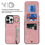 Custodia per telefono con slot per scheda RFID con anello retrò e cerniera, For iPhone 15 Pro Max, For iPhone 15 Pro, For iPhone 15 Plus