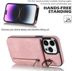 Custodia per telefono con slot per scheda RFID con anello retrò e cerniera, For iPhone 15 Pro Max, For iPhone 15 Pro, For iPhone 15 Plus