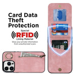 Custodia per telefono con slot per scheda RFID con anello retrò e cerniera, For iPhone 15 Pro Max, For iPhone 15 Pro, For iPhone 15 Plus