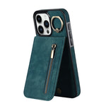 Custodia per telefono con slot per scheda RFID con anello retrò e cerniera, For iPhone 15 Pro Max, For iPhone 15 Pro, For iPhone 15 Plus