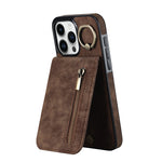 Custodia per telefono con slot per scheda RFID con anello retrò e cerniera, For iPhone 15 Pro Max, For iPhone 15 Pro, For iPhone 15 Plus