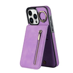 Custodia per telefono con slot per scheda RFID con anello retrò e cerniera, For iPhone 15 Pro Max, For iPhone 15 Pro, For iPhone 15 Plus