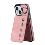 Custodia per telefono con slot per scheda RFID con anello retrò e cerniera, For iPhone 15 Pro Max, For iPhone 15 Pro, For iPhone 15 Plus