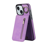 Custodia per telefono con slot per scheda RFID con anello retrò e cerniera, For iPhone 15 Pro Max, For iPhone 15 Pro, For iPhone 15 Plus